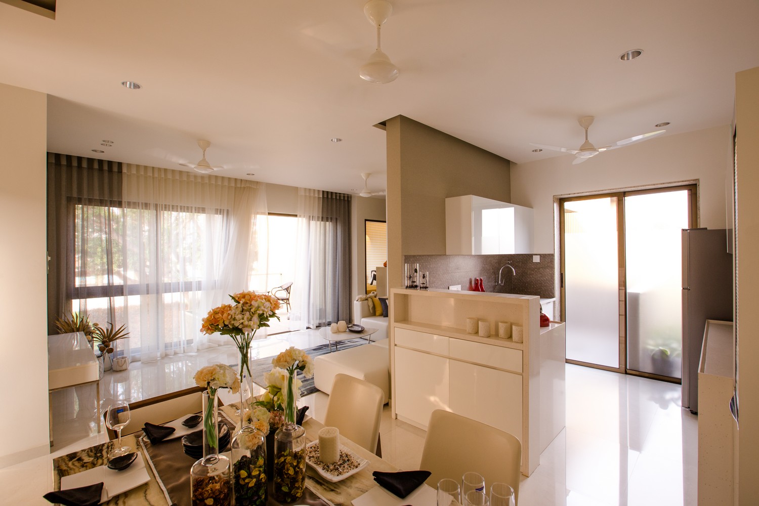 Living Dining & Kitchen of 2BHk and 3BHK flat Runal Gateway at Ravet