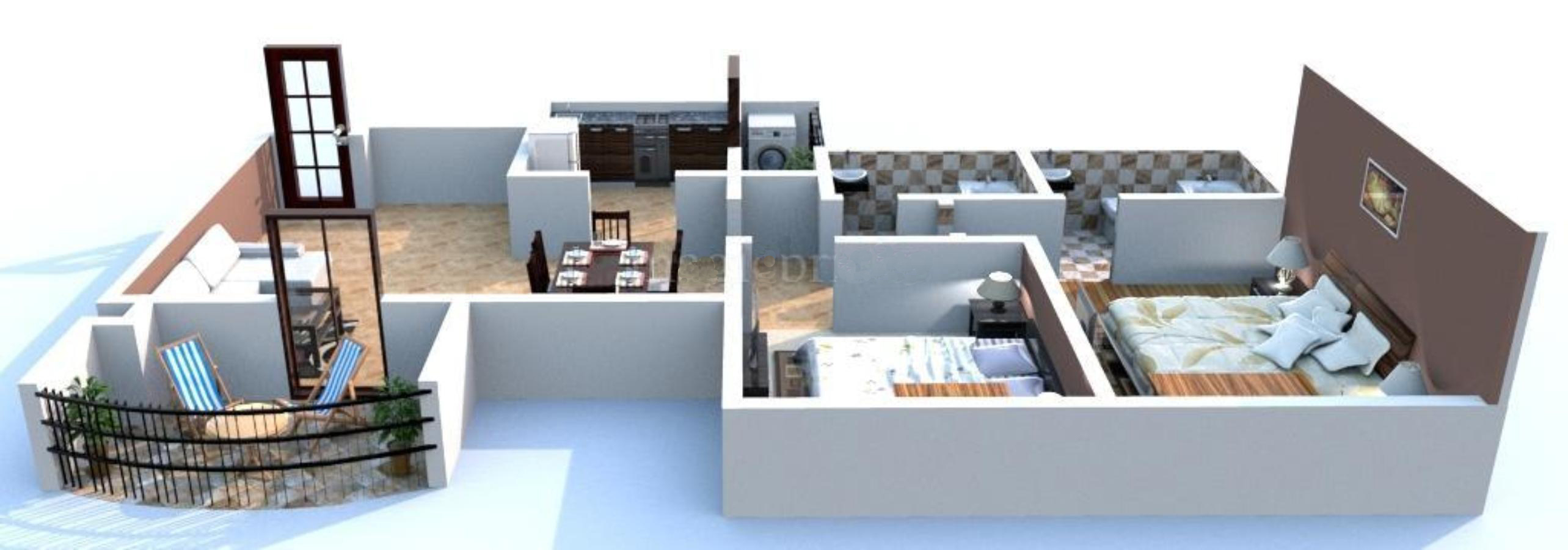 Megapolis 2BHk resale flat plan