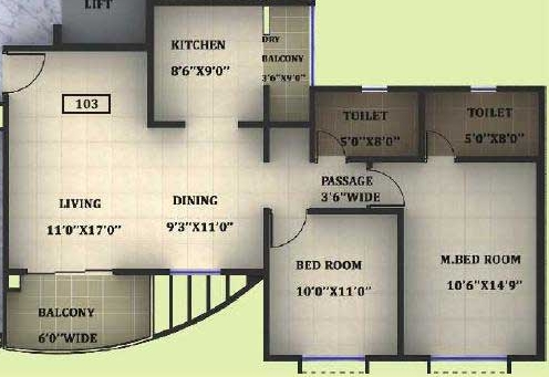 Megapolis 2bhk resale floor plan