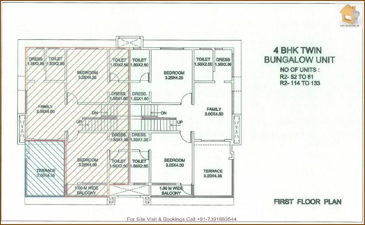First Floor Plan 4BHK Villa R2 Sector Life Republic Hinjewadi