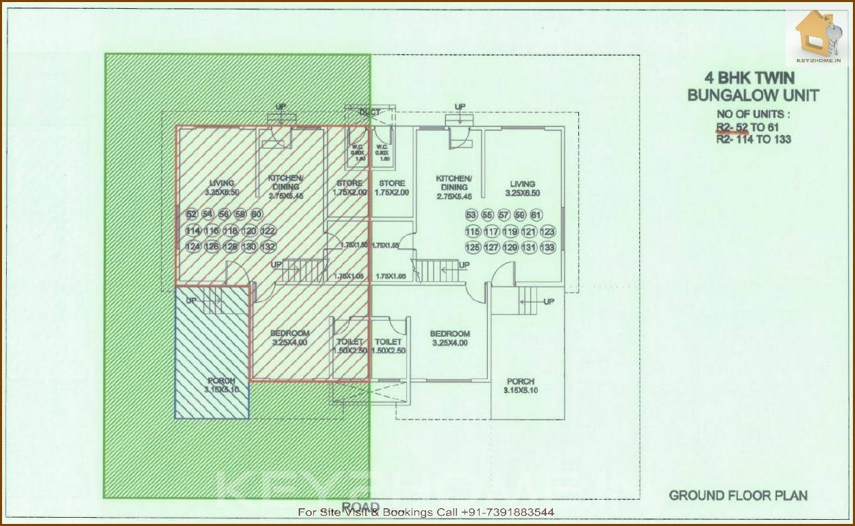 Ground Floor Plan 4BHK Villa R2 Sector Life Republic Hinjewadi
