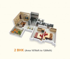 Kanchan Eleena Wakad 2 bhk ready possession flats in hinjewadi 3d plan