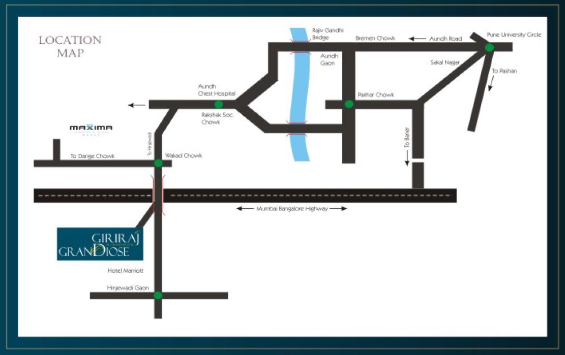 Giriraj Grandiose 2 bhk sale project wakad Location map