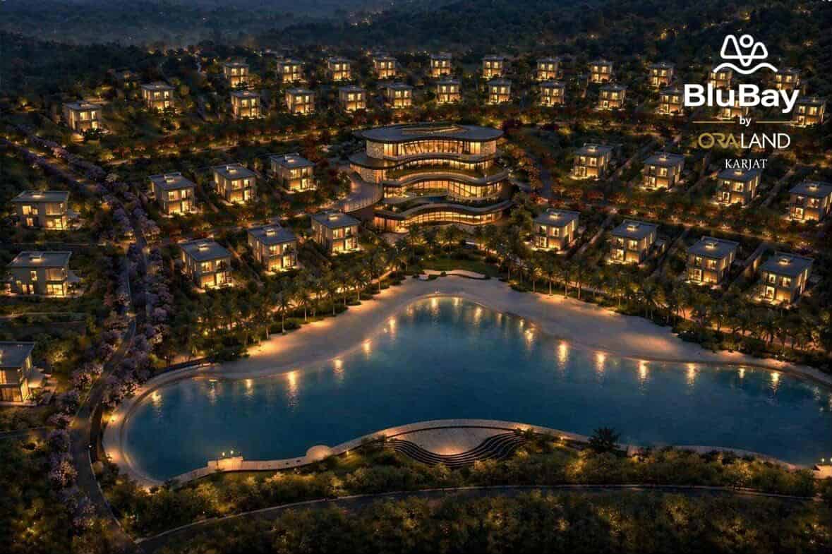BluBay ORA Land Karjat valley NA plots manmade lagoon night view